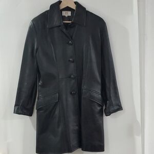 Red Kid Leather Trench Coat Jacket S